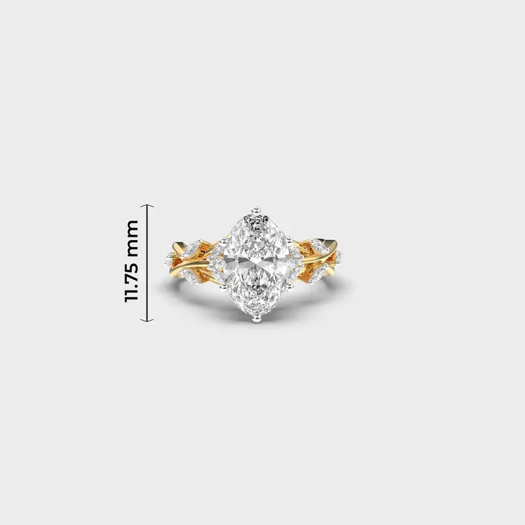 Leafy Vine Oval Solitaire Diamond Ring