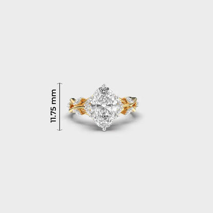 Leafy Vine Oval Solitaire Diamond Ring
