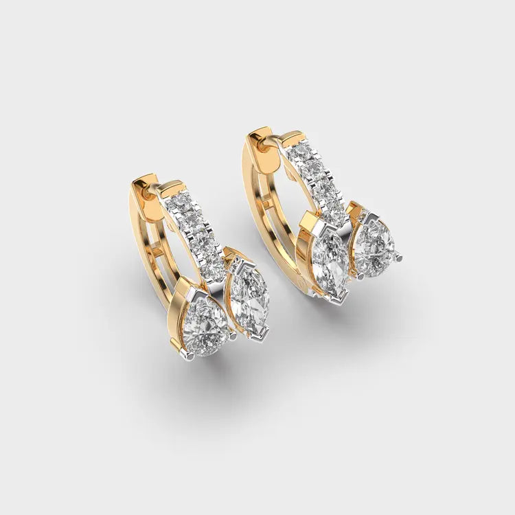 Glossy Glamour Pear Diamond Hoops