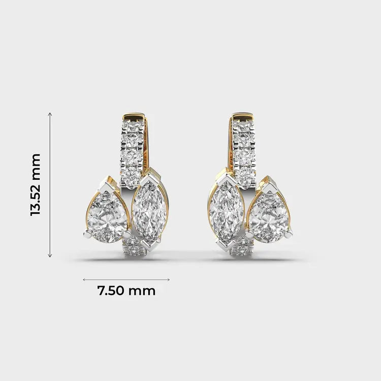 Glossy Glamour Pear Diamond Hoops